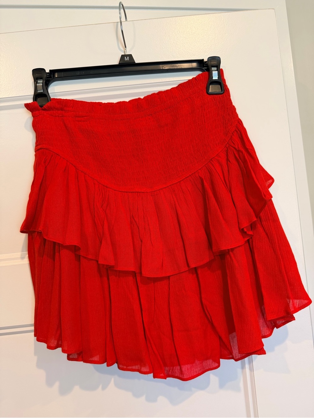 Pink Lily Red Tiered Ruffle Skater Skirt